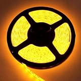 Besdata 16.4ft 5M Waterproof Rope Lights 300 LED 5050 SMD +12V 5A Power Supply - Yellow - PL707A