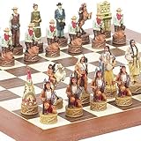 American West Chessmen & Stuyvesant Street Chess Board From Spain