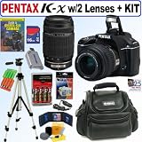 Pentax K-x 12.4 MP Digital SLR Camera (Black) with 18-55mm f/3.5-5.6 AL Zoom Lens and 55-300mm f/4-5.8 ED Extreme Telephoto Range Zoom Lens + 16GB Deluxe Accessory Kit