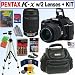 Pentax K-x 12.4 MP Digital SLR Camera (Black) with 18-55mm f/3.5-5.6 AL Zoom Lens and 55-300mm f/4-5.8 ED Extreme Telephoto Range Zoom Lens + 16GB Deluxe Accessory Kit
