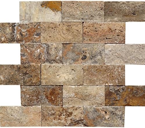 Scabos Travertine Split Face Mosaic 2x4