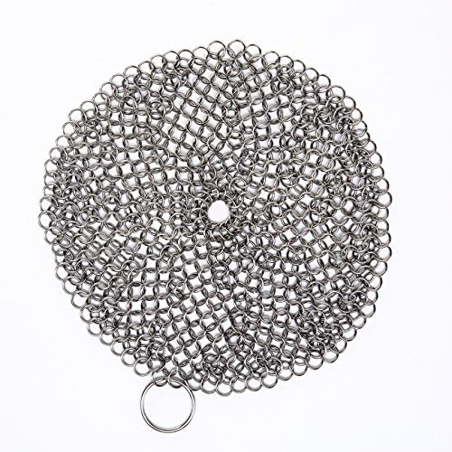 Stayin Round Cast Iron Cleaner XL 7x7 Premium Stainless Steel Chainmail Scrubber