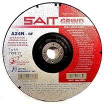 SAIT 20081 Type 27 7-Inch x 1/4-Inch x 7/8-Inch 8500 Max RPM Grade A24N Fast Depressed Center Grinding Wheel - 25 Pack