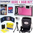 Olympus Stylus Tough 6020 14MP Digital Camera (Pink) + 8GB Accessory Kit