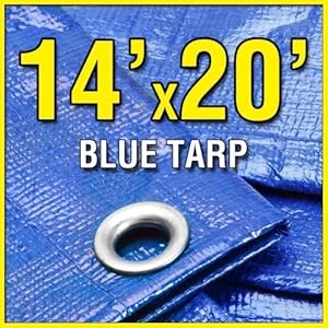14' X 20' Blue Multi-Purpose 6-mil Poly Tarp for Boat, Truck, RV Cover 14x20 Waterproof Construction Grade Tarpaulin by Grizzly Tarps