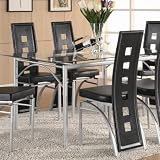 Coaster Los Feliz Contemporary Metal Dinner Table in Matte Silver Finish