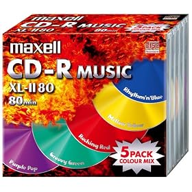 Maxell - CD audio - CDR80 MU P5 - Boitier couleur 10mm - Pack cellophan�