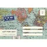 World Map Cavallini Letter Set Cards with Envelopes