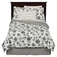 Romantic Black and Off-White Toile Floral Cotton Bed in a Bag with Luxurious 250tc Sheets
