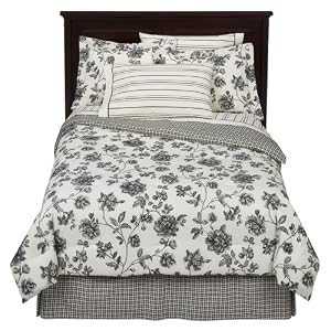 Black and White Toile Floral All Cotton Bed in a Bag