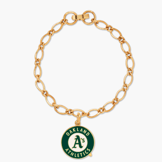 Oakland Athletics A's Gold Tone Single Charm Bracelet