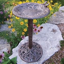 Oakland Living 5131AP Antique Pewter Hummingbird Design Aluminum Birdbath