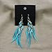 Idealway Blue Resin Beads Feather Long Dangle Earrings for Women Jewelry