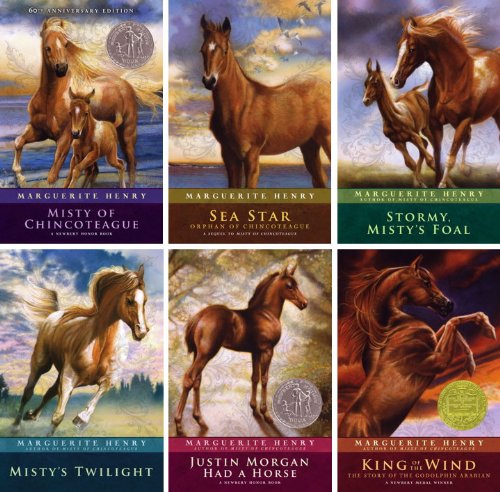 Marguerite Henry Horse Books Set of 6 Volumes Including Misty of Chincoteague, Sea Star, Orphan of Chincoteague, Stormy, Misty's Foal, Misty's Twilight, Justin Morgan Had a Horse, and King of the Wind, the Story of the Godolphin Arabian
