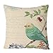 YUKORE SimpleDecor Jacquard Bird On The Tree Accent Decorative Throw Pillow Case Spring Pillow Covers for Sofa Couch Decoration 18x18 Inches Cream