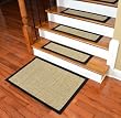 Dean Attachable Non-Skid Sisal Carpet Stair Treads - Desert/Black (Set of 13) Plus a 2' x 3' Mat