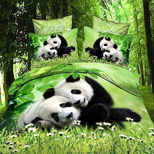 High Quality Twin 3-piece Bedding Set Panda and Green 3D Printed Design Helps Accent Your Bedroom Style
