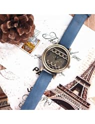 MagicPieces Handmade Vintage Style Leather Watch For Women Waves Blue