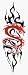 Red Dragon with Black Tribal on Clear Background - Sticker / Decal