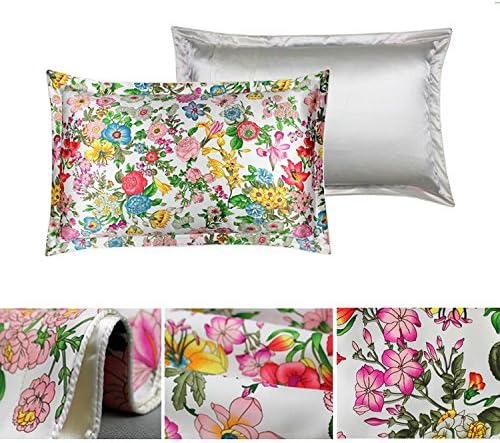 Flowers, 100% Pure 25mm Mulberry Silk Facial & Hair Beauty Pillowcase, Standard/Queen Size£¬ one pillowcase included only