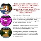 The Online Business Setup, Lazy Marketing Methods, Salesmanship for Wine Making Supplies... by Wine Making