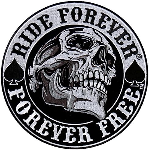 Iron on Embroidered Spade Skull 3.5" MC Biker Patch