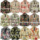 Kathleen New Womens 2 Button Front Floral Cotton Satin Fully Lined Ladies Blazer Jacket Coat
