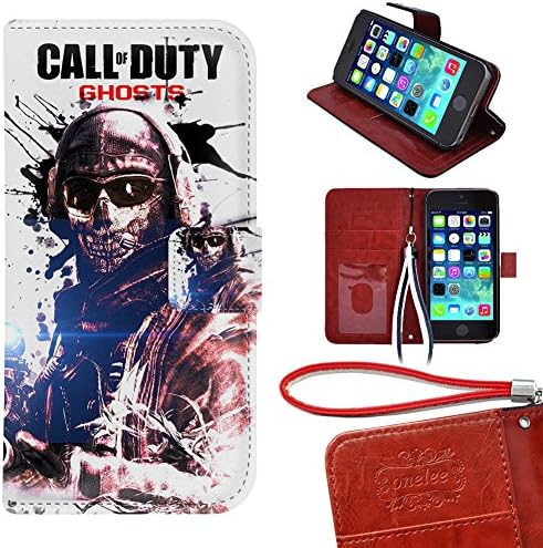 Smartphone Card slots Phone case Call of Duty Ghosts Premium PU Leather Wallet For iPod Touch 5 Smartphone Card slots case