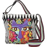 Laurel Burch Crossbody Bag, 13.5 by 4 by 10-Inch, Blossoming Feline