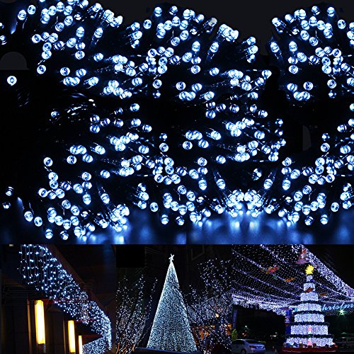Ucharge Solar Christmas Lights White Lights 72ft 200 LED Waterproof Solar Light String Outdoor for Gardens, Homes, Wedding, Party, Christmas tree, Curtains, Outdoor Christmas Decoration
