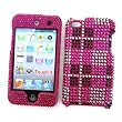 Apple iPod Touch 4th Generation Snap-on Protector Hard Case Rhinestone Cover "Pink Plaid" Design
