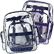 (40 Pieces) Navy Trim + Purple Trim K-Cliffs Clear Transparent PVC School Backpack/ Book Bag/ Day Pack