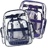 (40 Pieces) Navy Trim + Purple Trim K-Cliffs Clear Transparent PVC School Backpack/ Book Bag/ Day Pack
