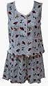 RocketWear Women's Raining Cats and Dogs Print Tank and Boxer Cotton Knit Shortie Pajamas