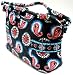 Quilted Fabric Zippered Handbag - Black with Red White Yellow & Blue [Apparel]