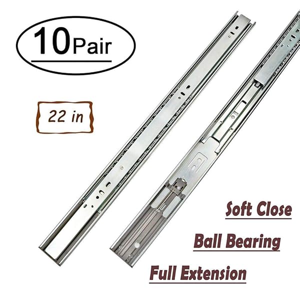 10 Pairs 22 Inch Full Extension Drawer Slides Soft Close Ball
