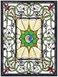 Richmond Stained Art Glass Window Panel Medium Rectangle - 24hx18w, Burgundy