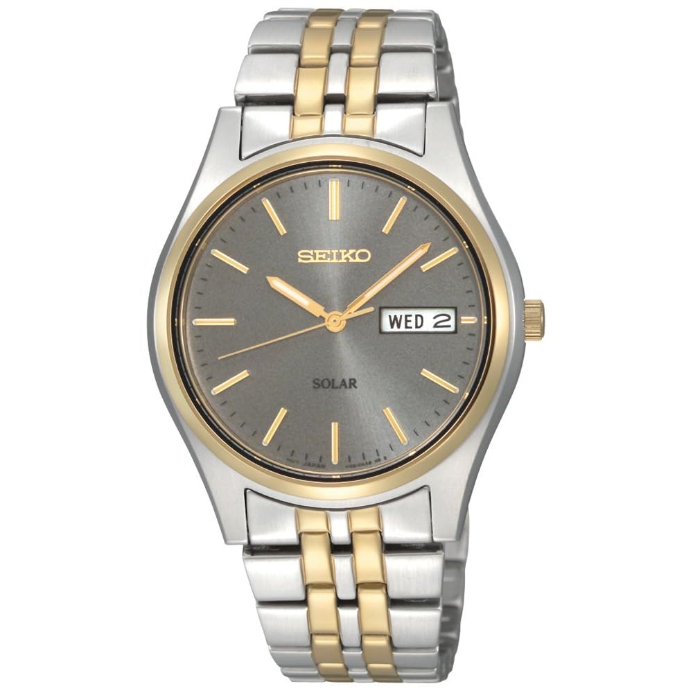 Seiko Mens SNE042 Energy Efficient Solar Powered Grey Dial Day Date 