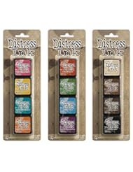 Art and Craft Supply: Ranger Tim Holtz Distress Mini Ink Pad Kits #1, #2 and #3 Bundle - Ranger