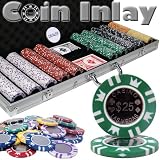 500 Ct Coin Inlay Poker Chip Set w/ Aluminum Case 15 Gram Chips - Free WPT Book