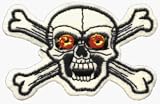 Angry Skull & Crossbones - Embroidered Iron On or Sew On Patch