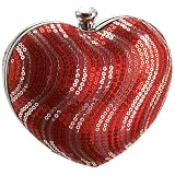 Magid Sequin Stripe Heart Clutch