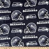 60'' Wide NFL Fleece Seattle Seahawks Dark Blue Fabric By The Yard