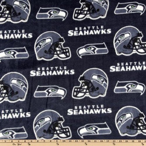 60'' Wide NFL Fleece Seattle Seahawks Dark Blue Fabric By The Yard