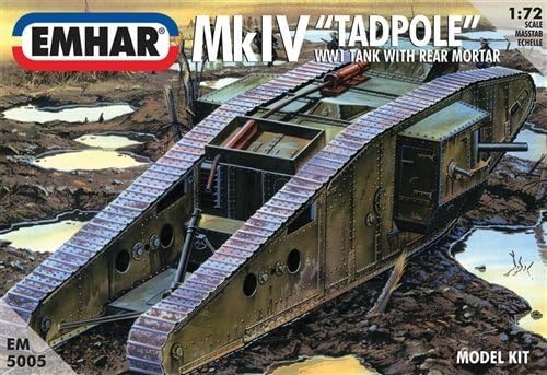 Emhar WWI British Mk.IV "Tadpole" Tank with Rear Mortar - 1:72 Plastic Model Kit by Emhar