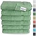 SALBAKOS 100% Turkish Cotton Hand Towel Set of 6 16x30 inch | Heirloom Quality | Hotel & Spa Collection | Ultra Soft, Super Absorbent, Long Lasting Hand Towels | Made in Turkey(Green, 6 Hand Towels)