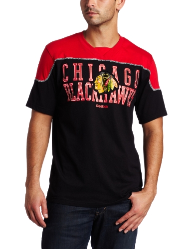 NHL Men's Chicago Blackhawks Neutral Zone Short Sleeve Crew (Black, X-Large)