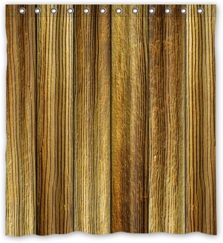 Eco Friendly Vintage Stripe Tree Wood Plank Pattern Printed Fabric Shower Curtain Polyester Waterproof Bathroom Curtains with Free Hooks 66" x 72"