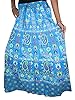 Womens Maxi Skirt Turquoise Blue Paisley Printed Cotton Peasant Long Skirts