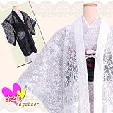 【着物問屋】春秋のちょっと肌寒い日に/夏のエアコン対策に/<br>着物をかわいくコーディネートするために★<br>レース長羽織【黒・白】全2色<br>